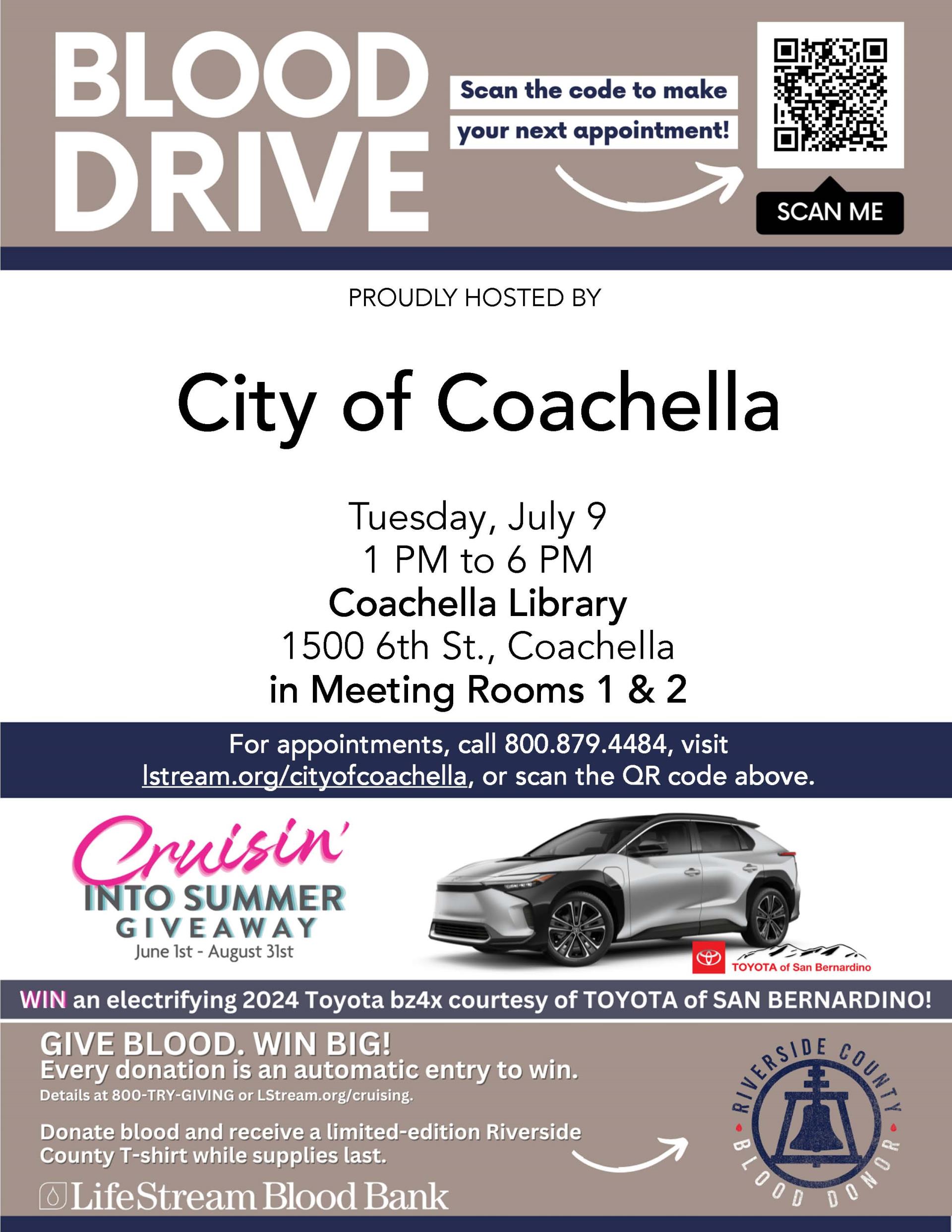 City of Coachella July 9th Blood Drive E-FLYER